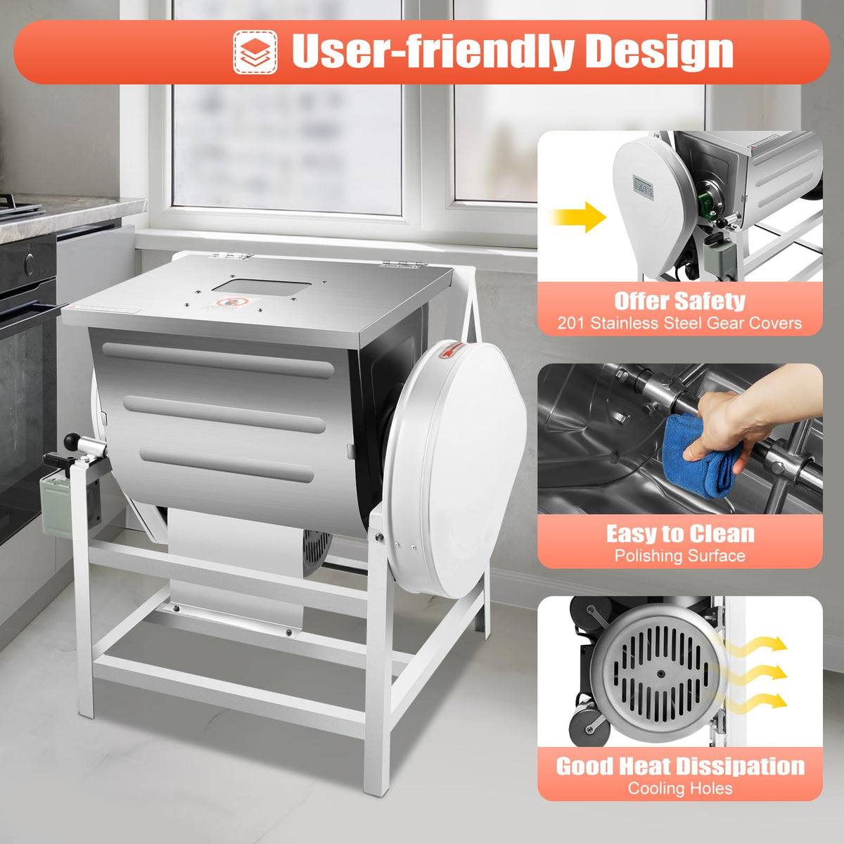 Lumicasaler Commercial Dough Mixer, 30QT Electric Flour Mixing Machine, 1500W Dough Kneader Machine with 90° Tilt Stainless Steel Bowl and Double Belts, 40r/min Forward/Reverse for Bakery Pizza Shop