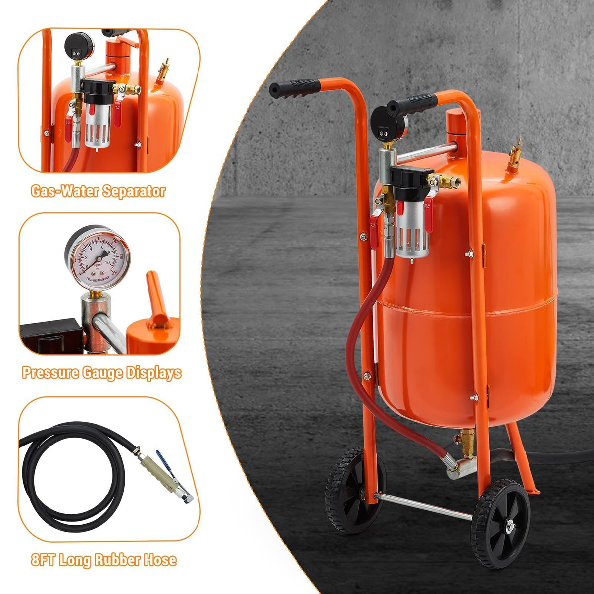 20 Gallon Sand Blaster Sand Blasting Machine, 60-110 Psi Pressure Air Sand Blasting Kit with 4 Ceramic Nozzles & Oil-Water Separator, Portable Abrasive Blaster for Paint Stain Rust Removal
