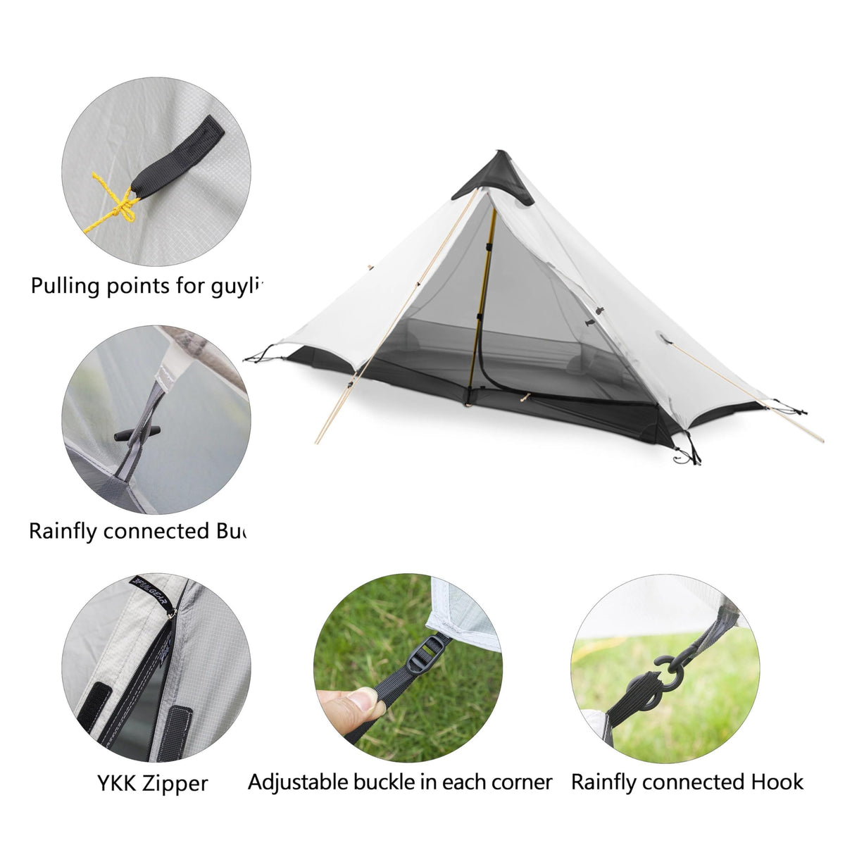 Ultralight Waterproof Tent, Double-Layer Three-Season Backpacking Tent for 1-Person Camping, Kayaking, Climbing, Hiking, Weighing in at only 2 pounds for The Tent (Grey)