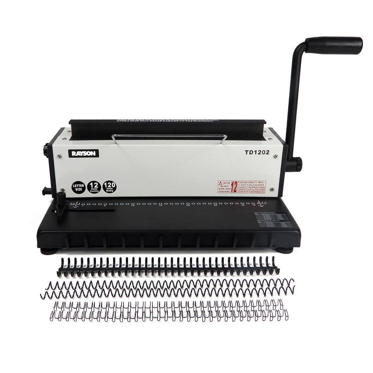 Rayson TD1202 Binding Machine, 3:1 Pitch Wire Binder, Punching 12 Sheets/Binding 120 Sheets with Sturdy Metal Construction
