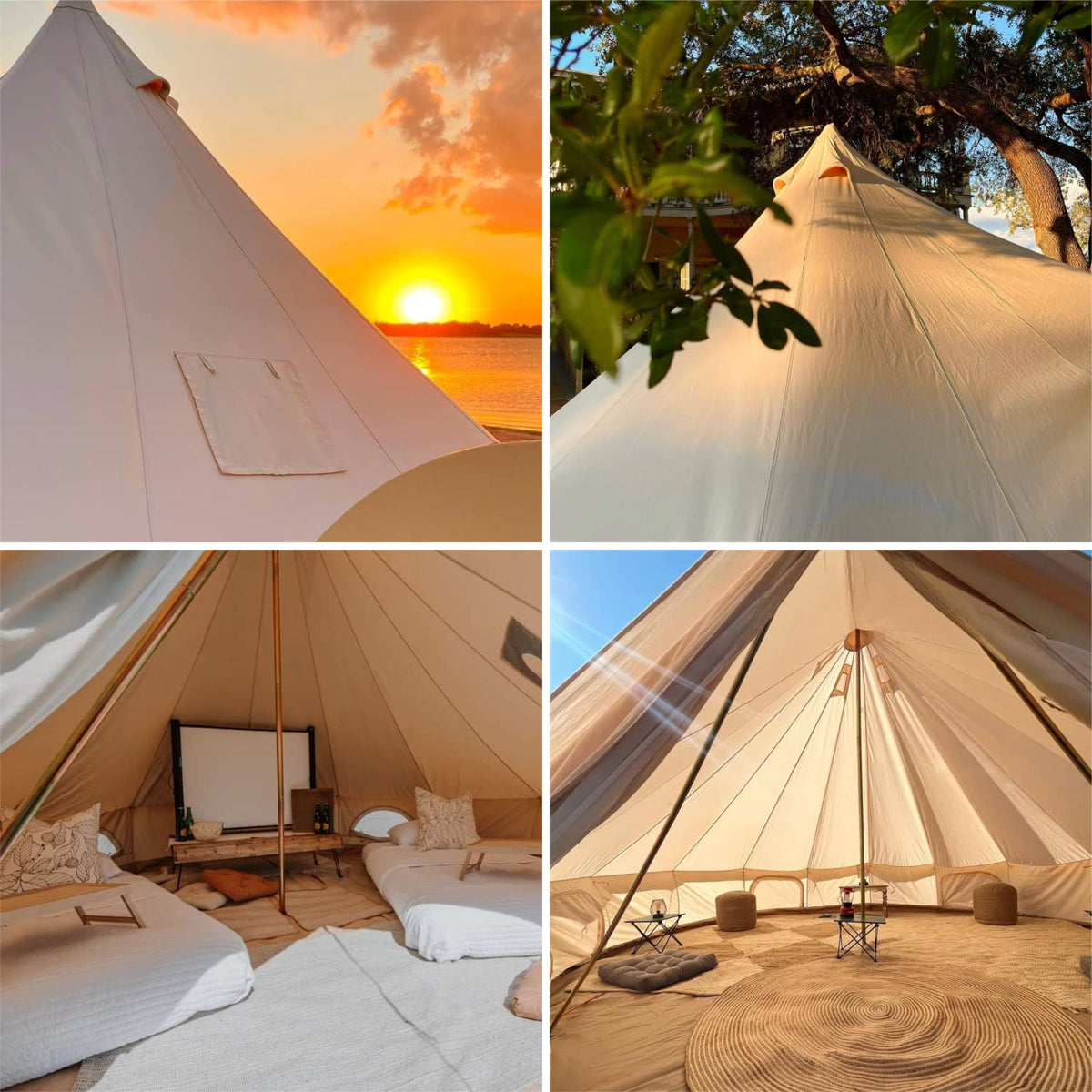 DANCHEL OUTDOOR B5PRO 4 Season Canvas Tent with Stove Jack Camping, Waterproof Bell Tent with AC Port Yurt All Year Living, Luxury Glamping for 4 Person Hunting Party, 13ft/4m
