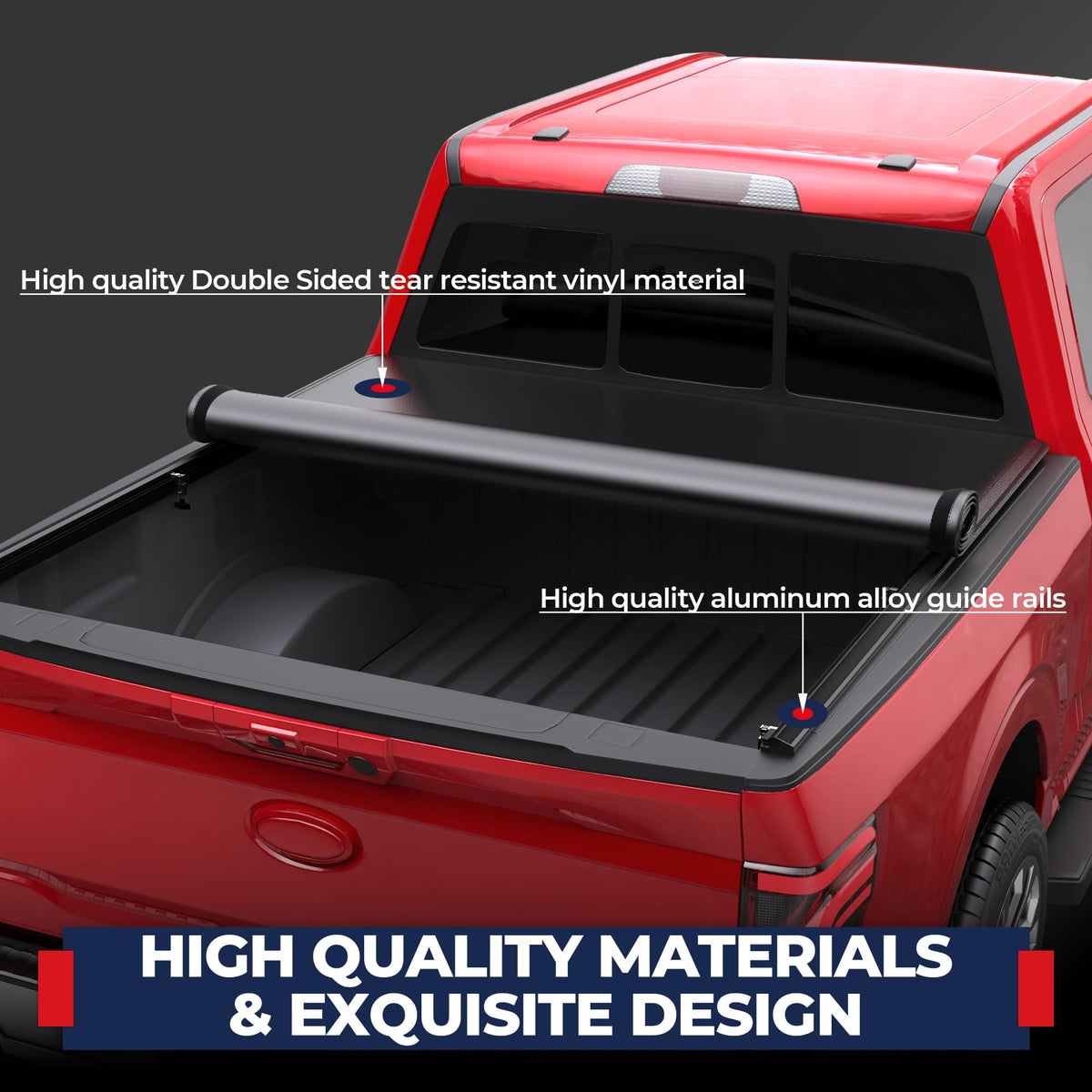 MOSTPLUS 5.5FT Roll-Up Soft Vinyl Truck Bed Tonneau Cover Compatible for Ford F150 F-150 2009-2025 2026 Short Bed On Top (67Inch)