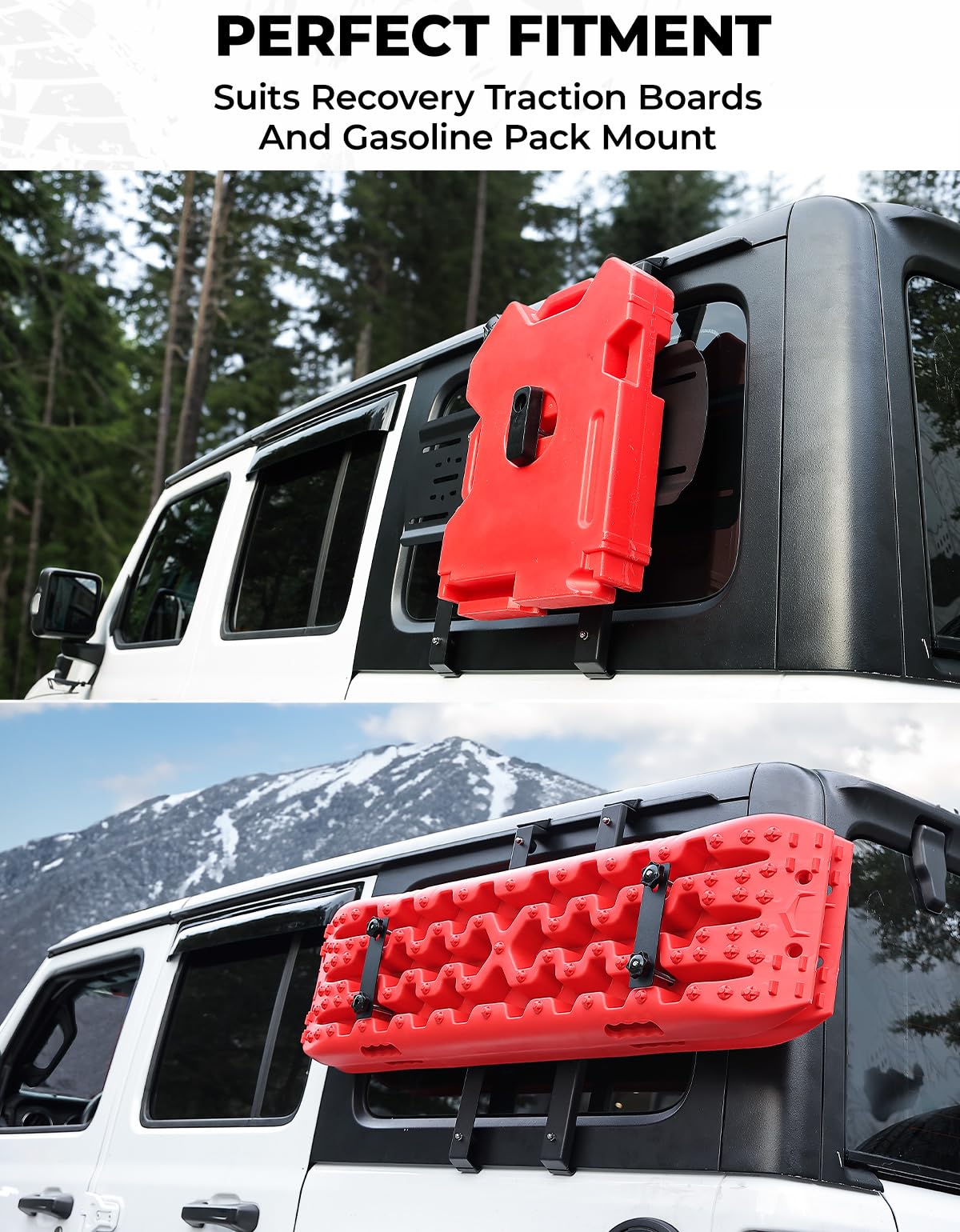 JOYTUTUS Rear Window Storage Molle Panel Kit Compatible with Wrangler JL 2018-2026(Hard Top Only), Wrangler Cargo Bracket for Recovery Traction Boards Gas Can Shovel Mount 2Pcs