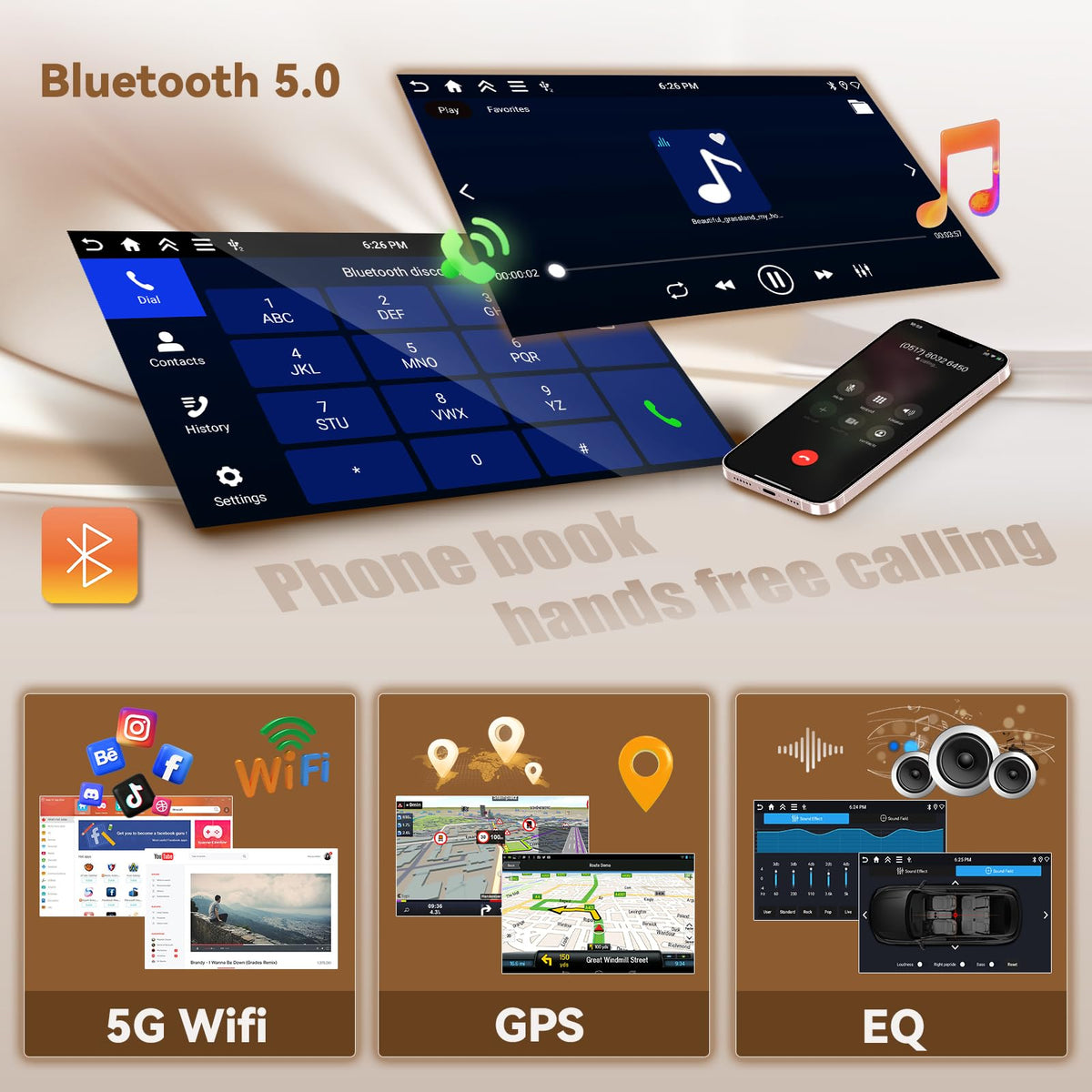 [4+128G] Android 15 Car Stereo for Jeep Wrangler 09-18/Jeep Compass 11-15, 7'' in-Cell Touchscreen Radio Wireless Carplay Android Auto 5G WiFi/Bluetooth Mirror Link GPS SWC FM/RDS/EQ Backup Cam+Mic