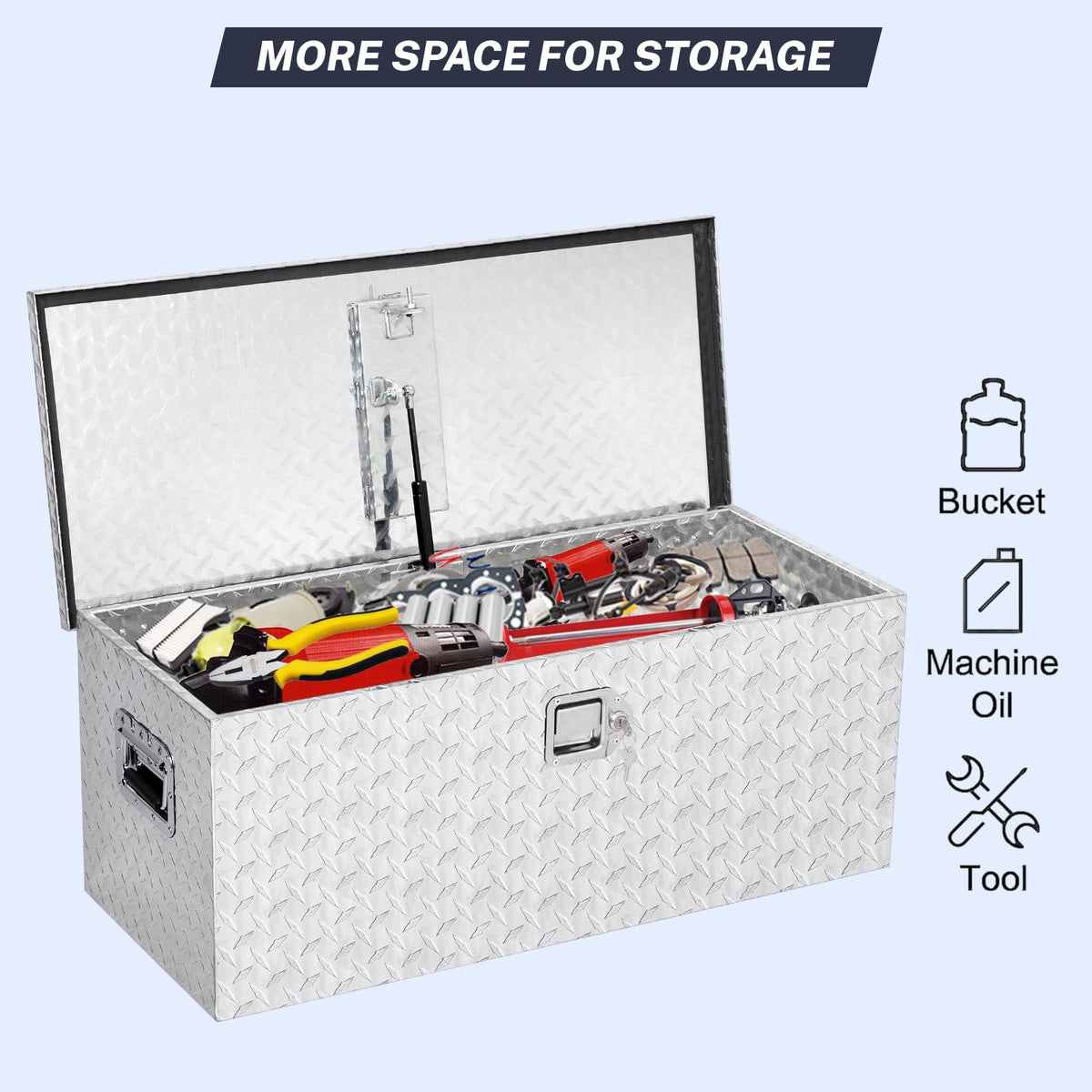 GarveeLife Heavy Duty Aluminum Truck Bed Tool Box – 36x15x15 in, Diamond Plate, Weatherproof & Lockable, T-Handle, Side Handles, Star Diamond Design, Silver