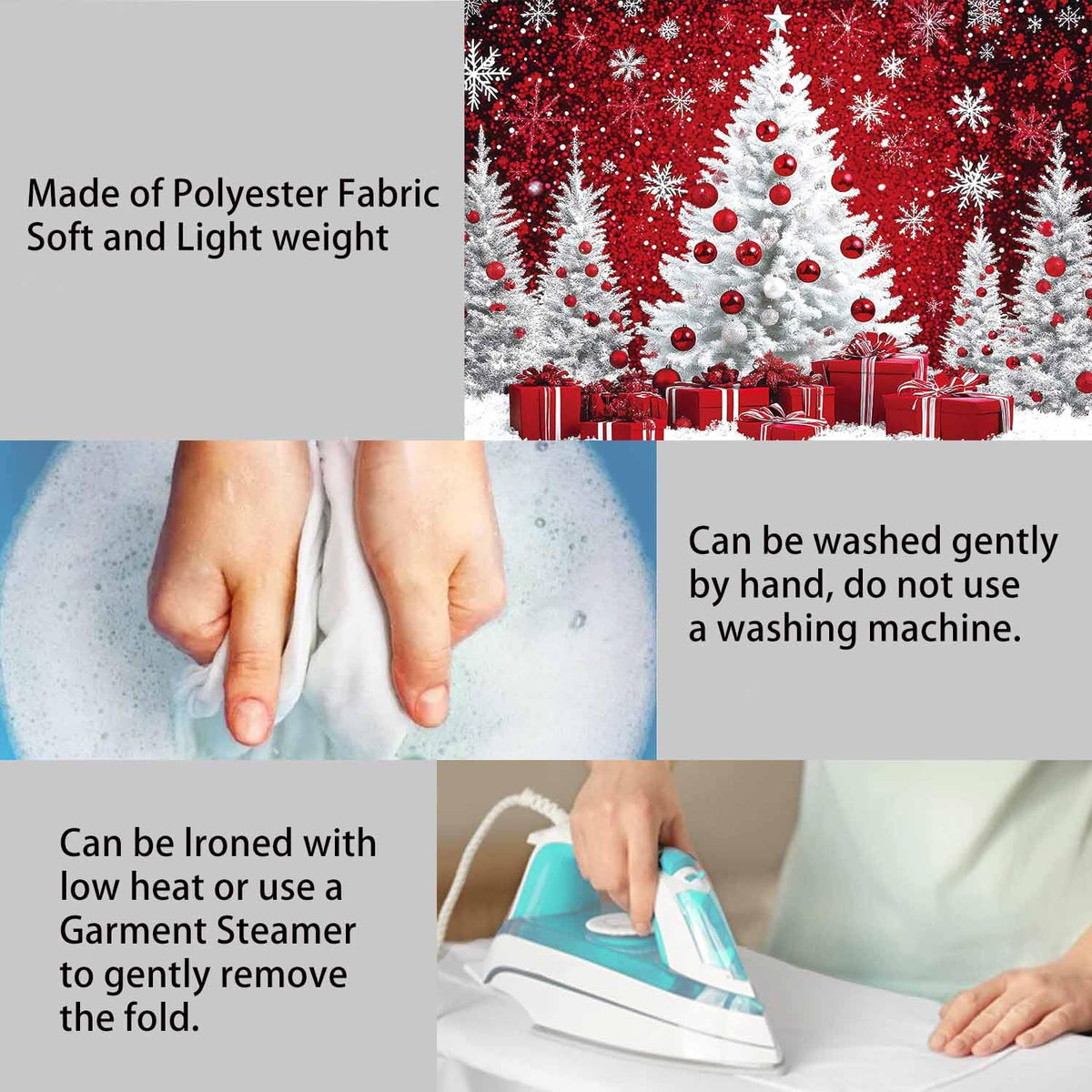 LDWLYW Snowy Christmas Backdrop Merry Christmas Holiday Birthday Party Decorations Banner Large Red White Snow Xmas Tree Winter Photography Background Wall Decor Photo Props 5x3ft