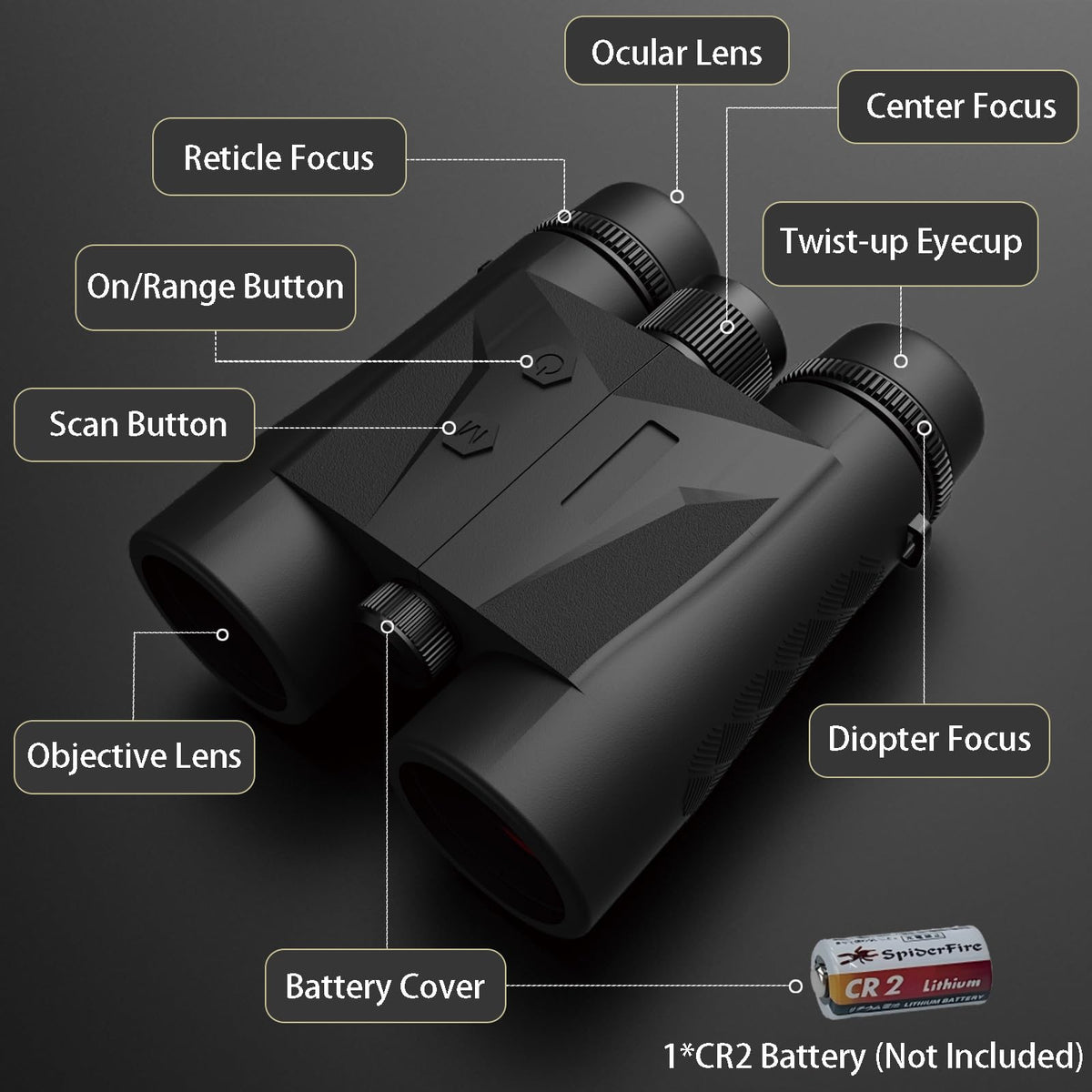 Gravoptics Rangefinder Binoculars for Hunting, 2624 Yard Long Range Laser Rangefinding 10x42 mm HD, Fast 0.15s IP65 Waterproof Accuracy ±0.5m Range finder Built in for Hunter, Golf, Outdoor Adventures