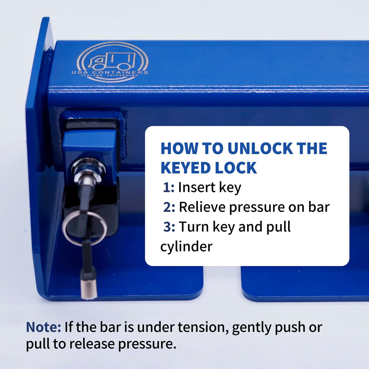 Heavy-Duty Shipping Container Door Lock Bar – USA Containers Adjustable 3/16" Steel Cargo Lock, Keyed Security, Fits 9.75"–16" Doors for Containers, Trailers & Storage Units
