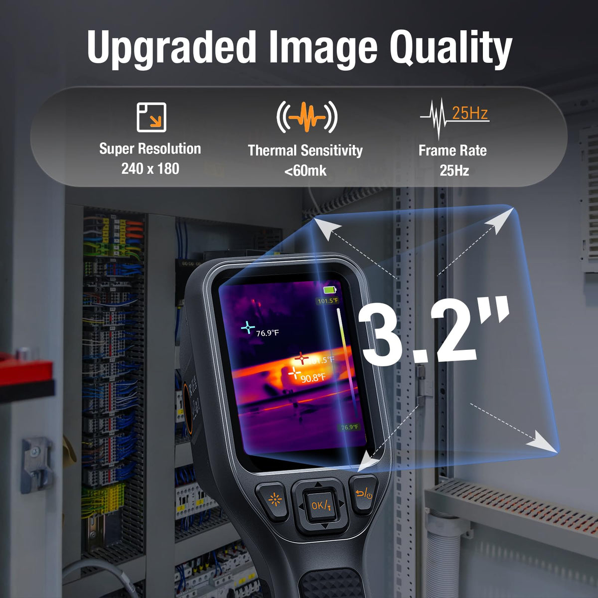 Teslong TTM120S Thermal Imaging Camera, Super Resolution 240 x 180, 3.2" LCD Screen Handheld 25 HZ Refresh Rate Infrared Imager, 120 x 90 IR Resolution