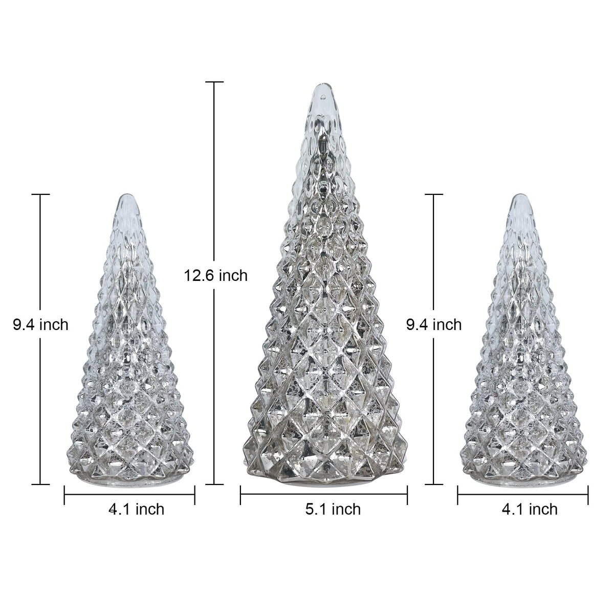 Christmas Decorations Indoor, YEAHOME Set of 3 Pre-lit Gold Glass Christmas Tree for Home Decor, Christmas Table Decorations Lighted Xmas Tree with Timer for Living Room Mantel Tabletop Party