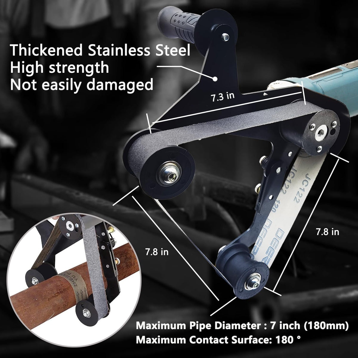 Rocsuk Pipe Belt Sander - 1280W Industrial Grade Pipe Tube Polishing Sandingwith 6 Variable Speeds,Suitable for Polishing Various Circular Pipe Materials,Woodworking and Metal Rust Removal.