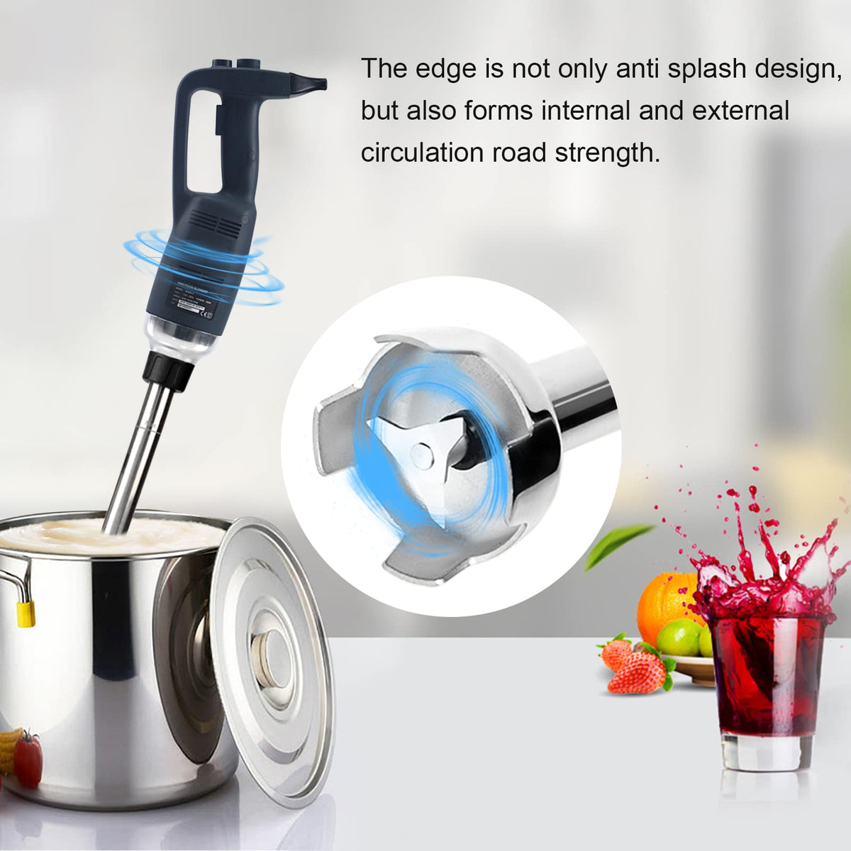 Li Bai 10 in Heavy Duty Immersion Blender Handheld Kitchen, Hand Blenders for Kitchen, Commercial Mixer Electric, 750W Detachable Shaft Adjustable Variable Speed, Emulsifier Blender Handheld