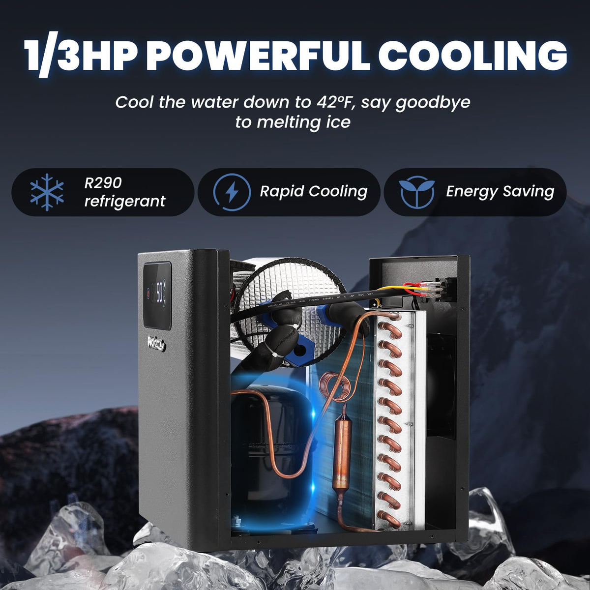 Poafamx Water Chiller for Ice Bath, 1/3 HP Cold Plunge Chiller with Built-in Filter & Water Pump, Insulated Hoses, Quiet Ice Bath Chiller for Cold Therapy Athletes Recovery Home Use 110V