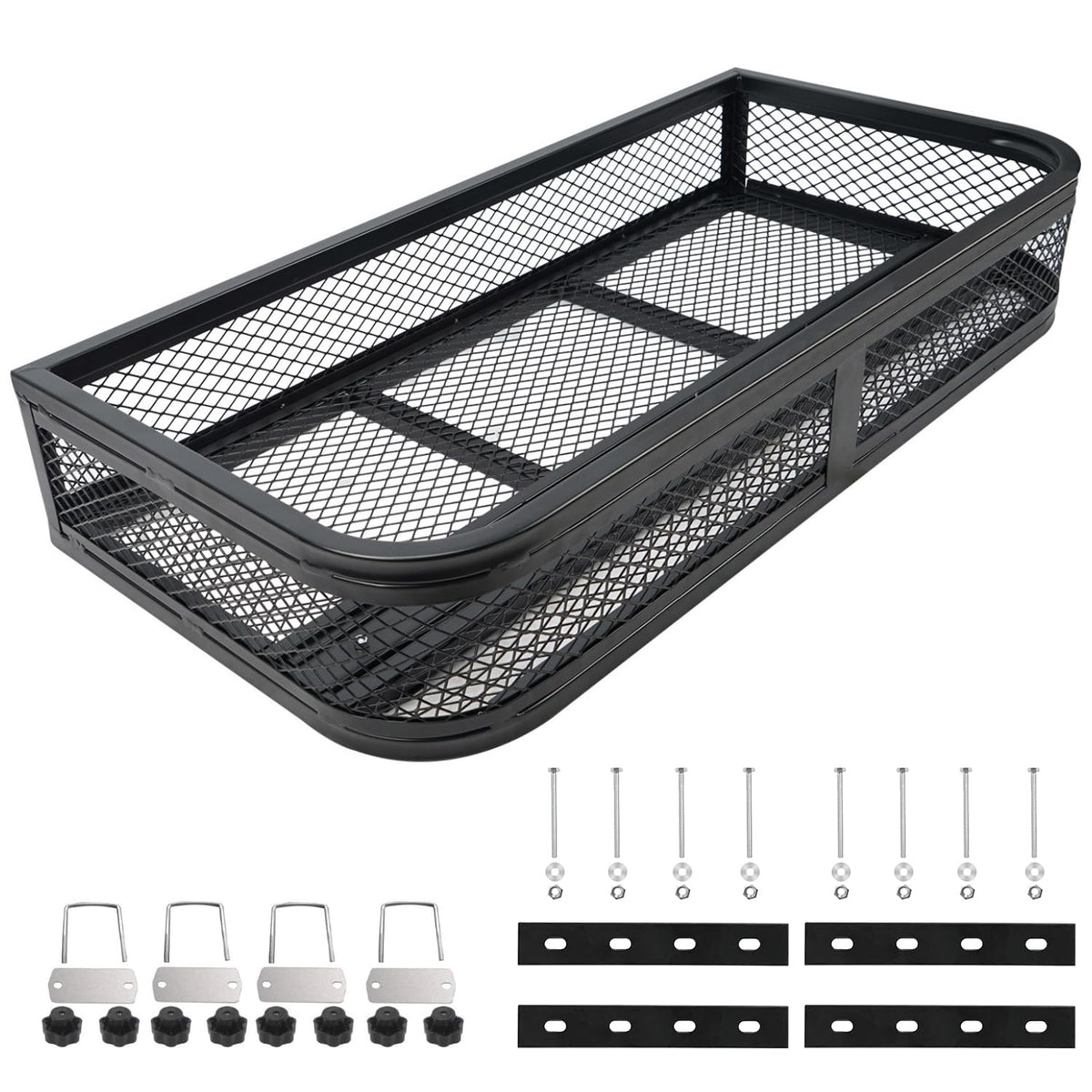 ORCISH Heavy Duty ATV Front Cargo Basket, 17" W x 36" L x 6" H Steel Mesh Rack with Mounting Kit, Universal ATV/UTV Storage Basket for Gear, Luggage, Camping, Hunting, and Outdoor Use