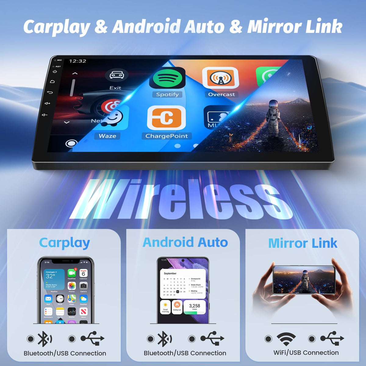 [8 Cores 4+64G] Android 15 Radio for Toyota Corolla EX 2005-2012, 9'' 1280*720 Touchscreen Upgrade with Wireless CarPlay, Android Auto, GPS Navigation, 5GHzWiFi, 32EQ, DSP, Bluetooth5.0, Mirror Link