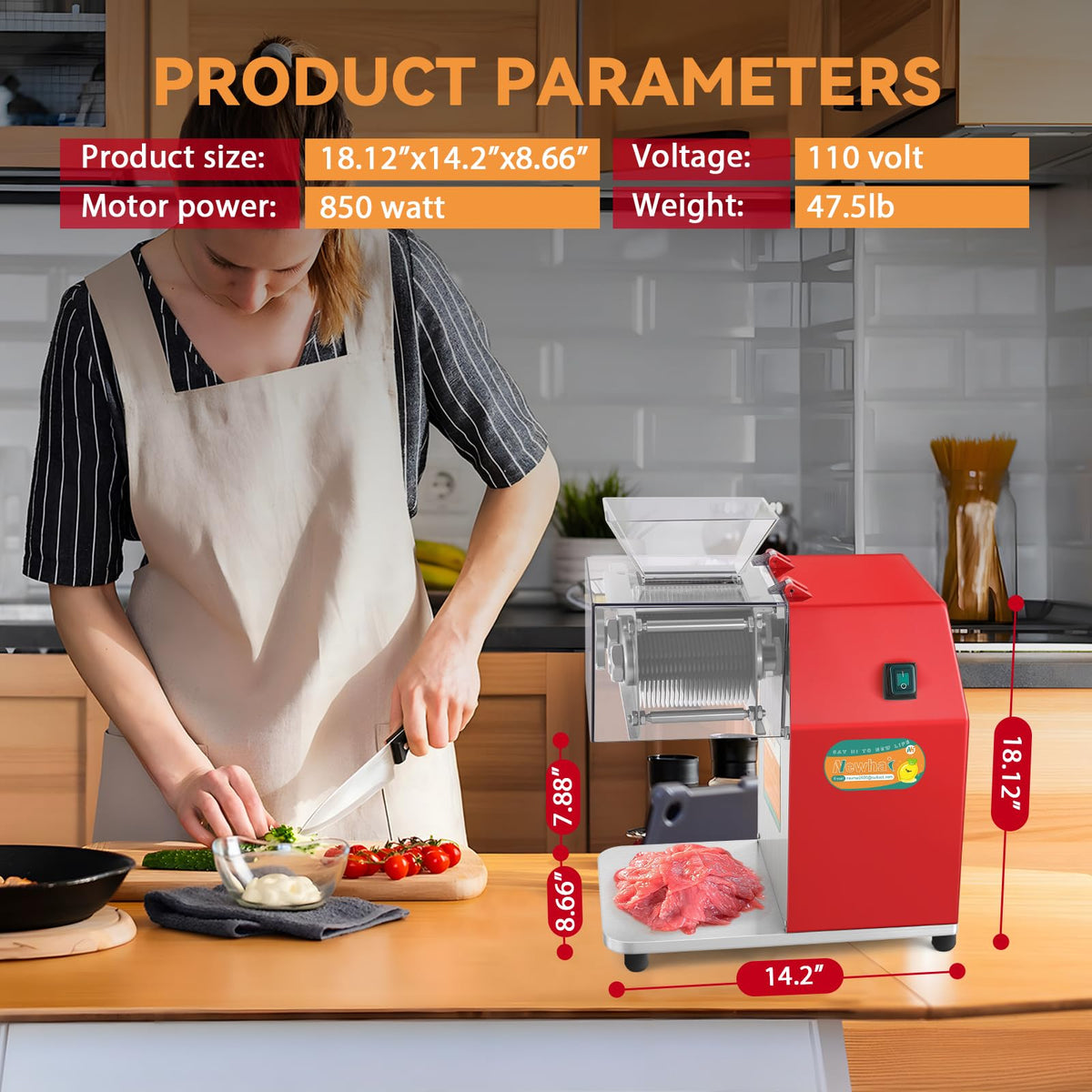 Newhai 850w Meat Cutter 5mm + 20mm Spare Blade