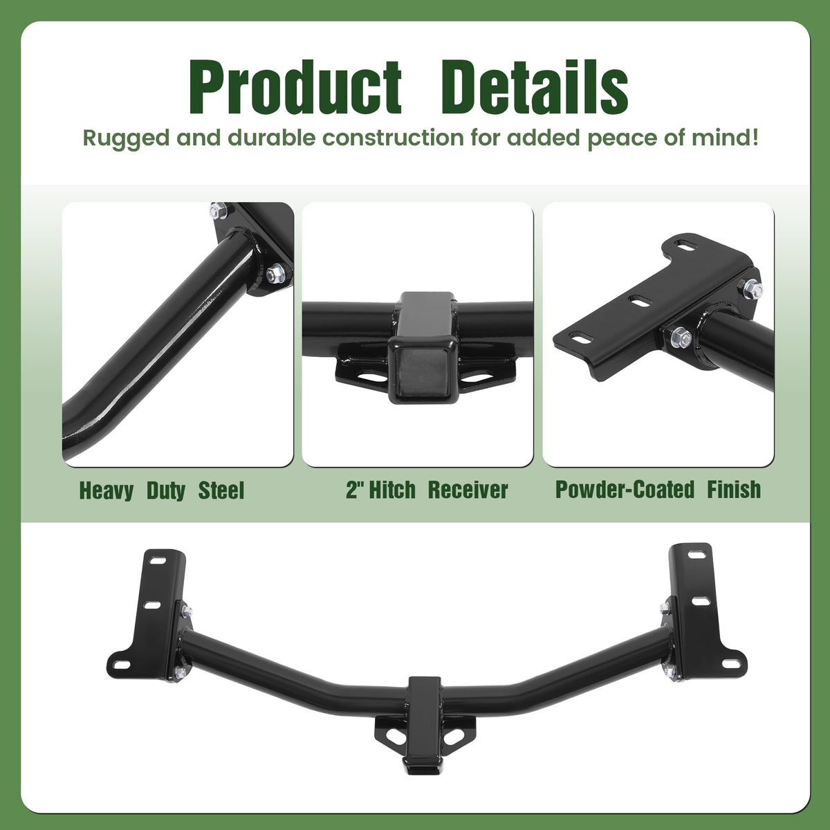 ALMULOO Trailer Tow Hitch 2 Inch Receiver Class 3 Compatible with 2009-2020 Dodge Journey (Only Compatible with Vehicles Without LED taillights)