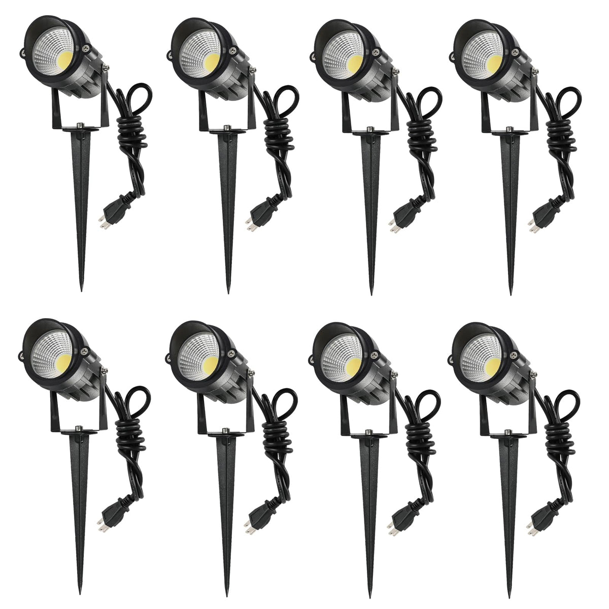 GXSTHY LED Spotlights Outdoor, 8 Pack 3CCT 7W 700LM Landscape Lighting, US Plug Hardwired 110V-120V Waterproof Spiked Tree Uplights for Yard Lawn Flag Garden Pathway