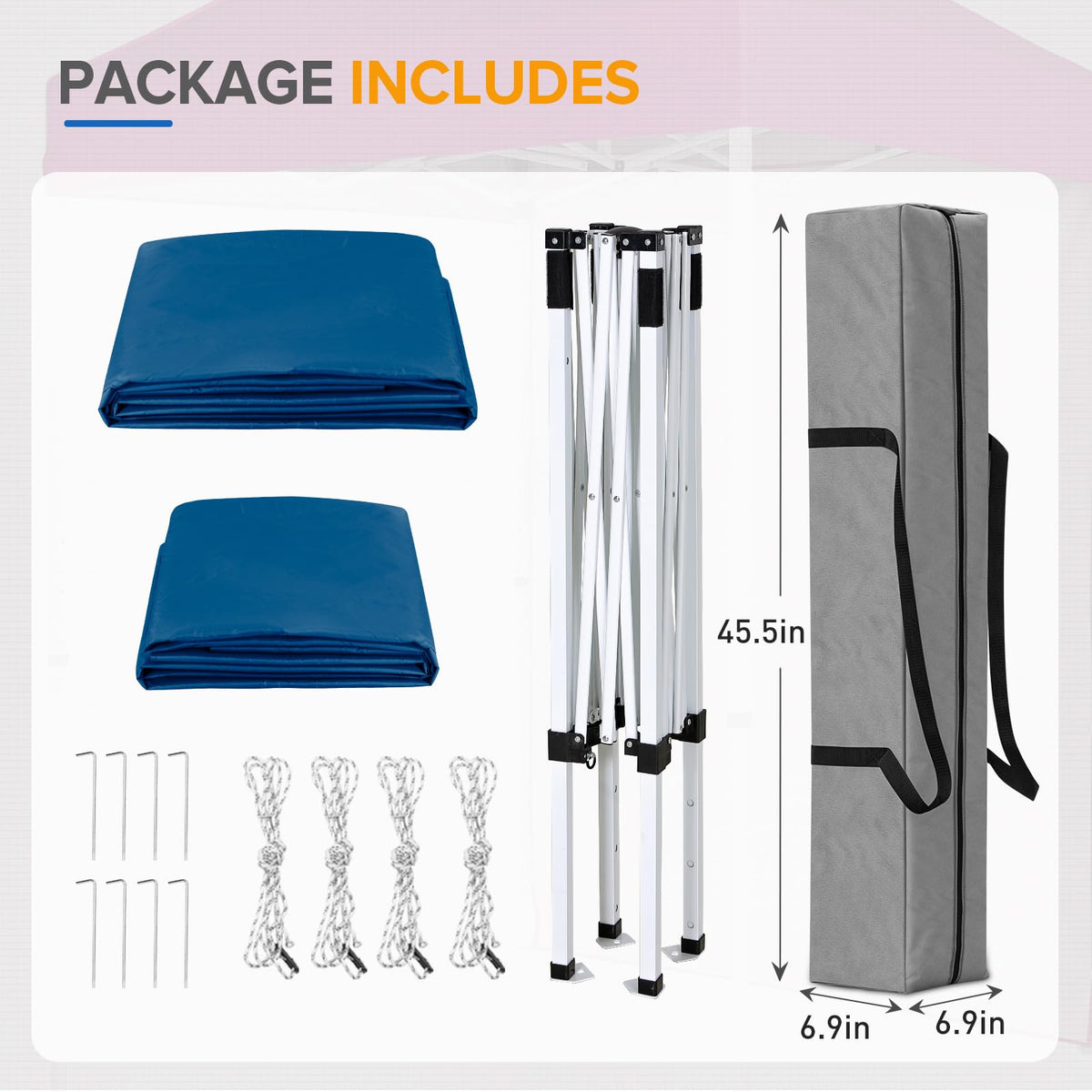 EAGLE PEAK Pop up Canopy 5x5, Outdoor Portable Canopy Tent with One Removable Sunwall, Carry Bag Included, Dark Blue