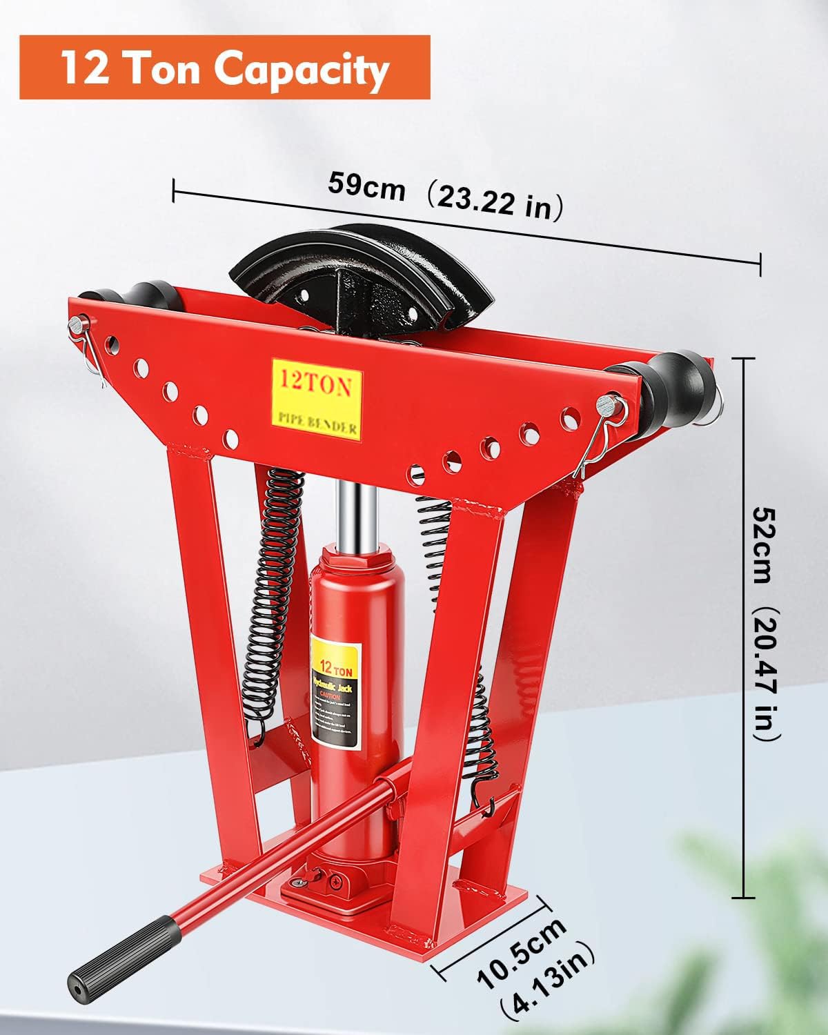 FAHKNS Hydraulic Pipe Bender 12 Ton Manual Copper Exhaust Bender Tool with 6 Dies (1/2,3/4,1,1-1/4,1-1/2,2") 90-180 Degree Adjustable Rollers Bending Steel Iron Metal Ratcheting Tube