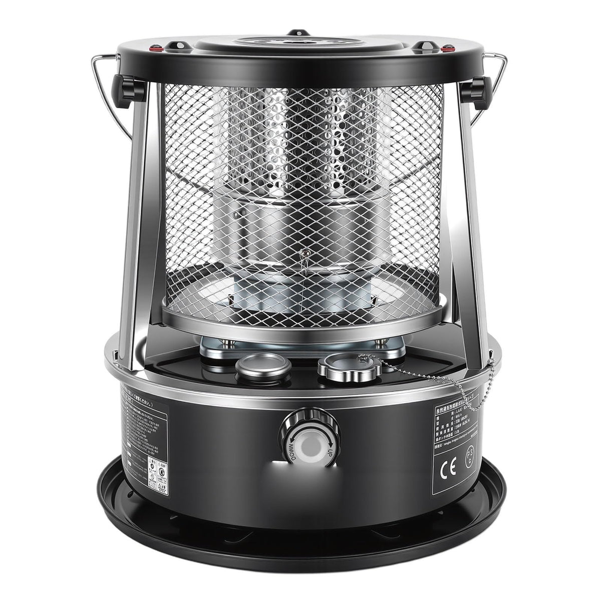MOTOULAX Portable Kerosene Heater, Adjustable Height 5.2L Tank 20-25 Hours Heat 2.6KW Output for Garage Camping Emergency, with Safety Net and Accessories (Black)