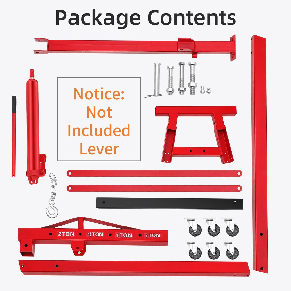 Hydraulic Engine Hoist, 2-Ton Folding Portable Shop Crane Lift, 4400 Lbs Capacity with Telescopic Boom and 6 Casters, Foldable Mobile Cherry Picker for Garage Workshop Warehouse, Red, Heavy-Duty