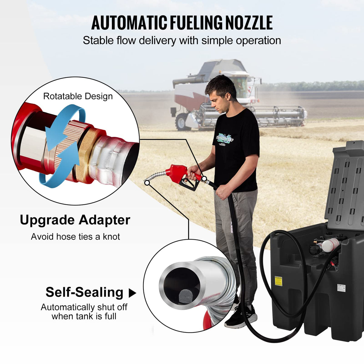 VEVOR Portable Diesel Tank, 116 Gallon Capacity & 10 GPM Flow Rate, Diesel Fuel with 12V Electric Transfer Pump and 13.1ft Rubber Hose, PE Transfer Tank for Easy Fuel Transportation, Black