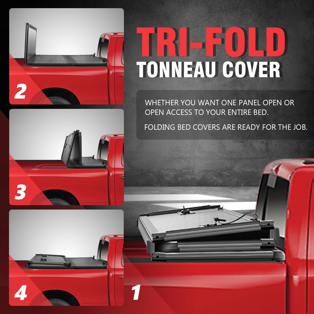 DNA MOTORING New Upgrade Truck Bed Top Hard Solid Tri-Fold Tonneau Cover Compatible with 99-06 Silverado Sierra 1500-3500 & HD / 2007 Silverado Sierra 1500-3500 & HD Classic 6-1/2' Beds, TTC-HARD-033