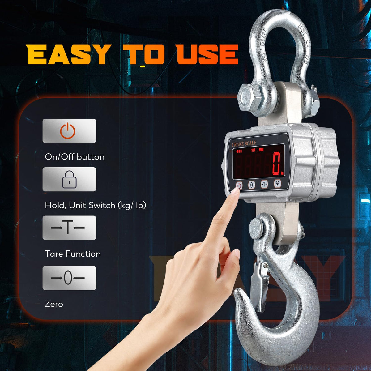 CGOLDENWALL Digital Crane Scale 6600lb Industrial Hanging Scale Handheld Hoist Scale kg lb Switchable 3000kg Wild Game Scale for Farms, Hunting and Livestock