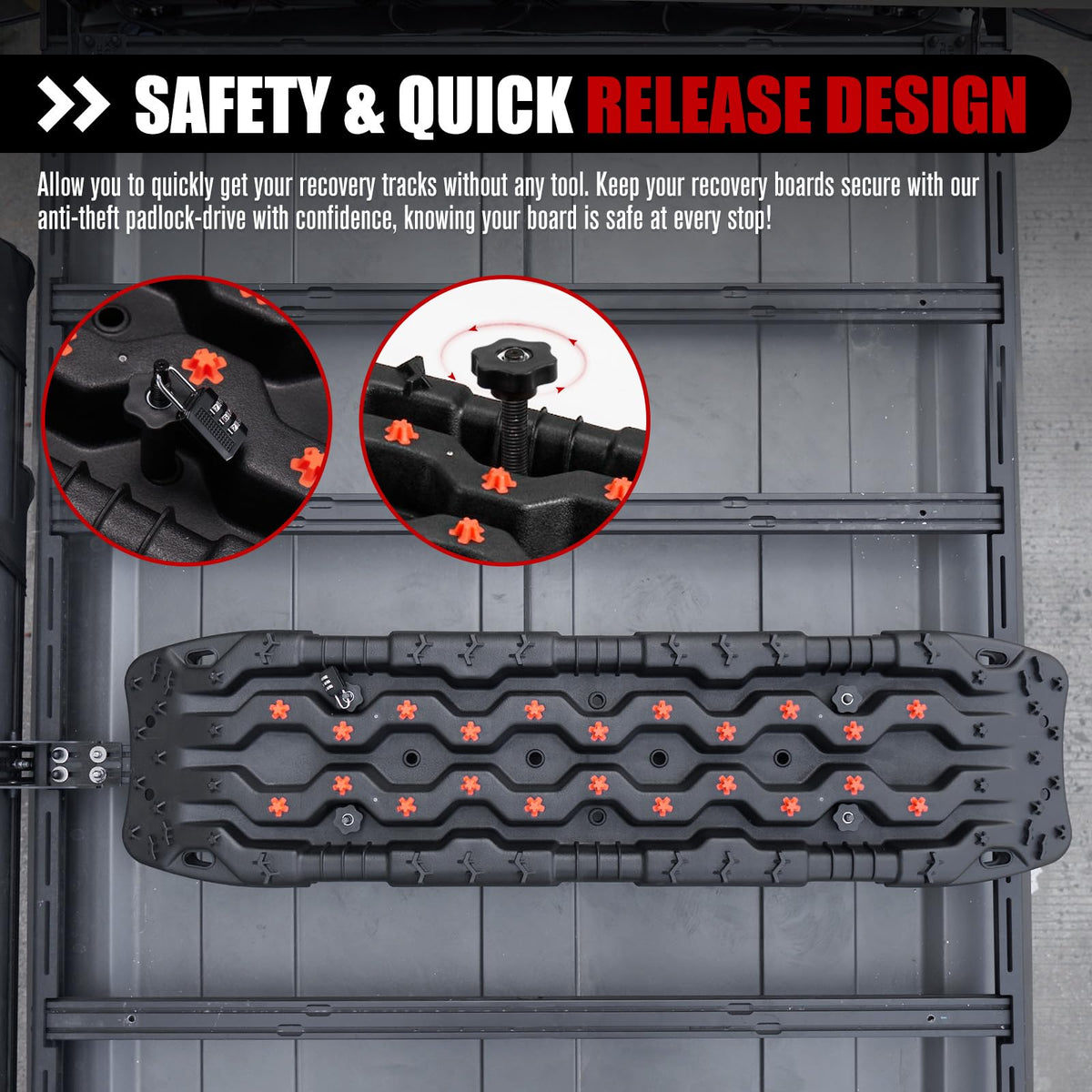FIERYRED Large Off Road Traction Boards+Recovery Traction Board Mounting Kit