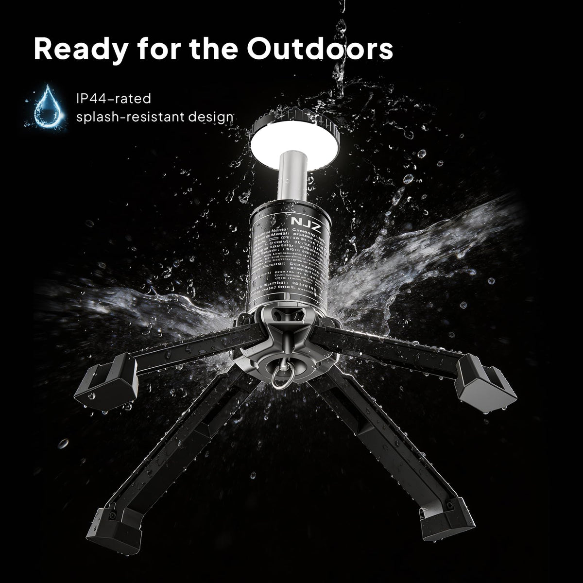 NJZ Rechargeable Camping Light, 20000mAh Telescopic Lantern with Stand, Waterproof Outdoor Light with 3 Brightness Levels for Camping, RV & Emergency