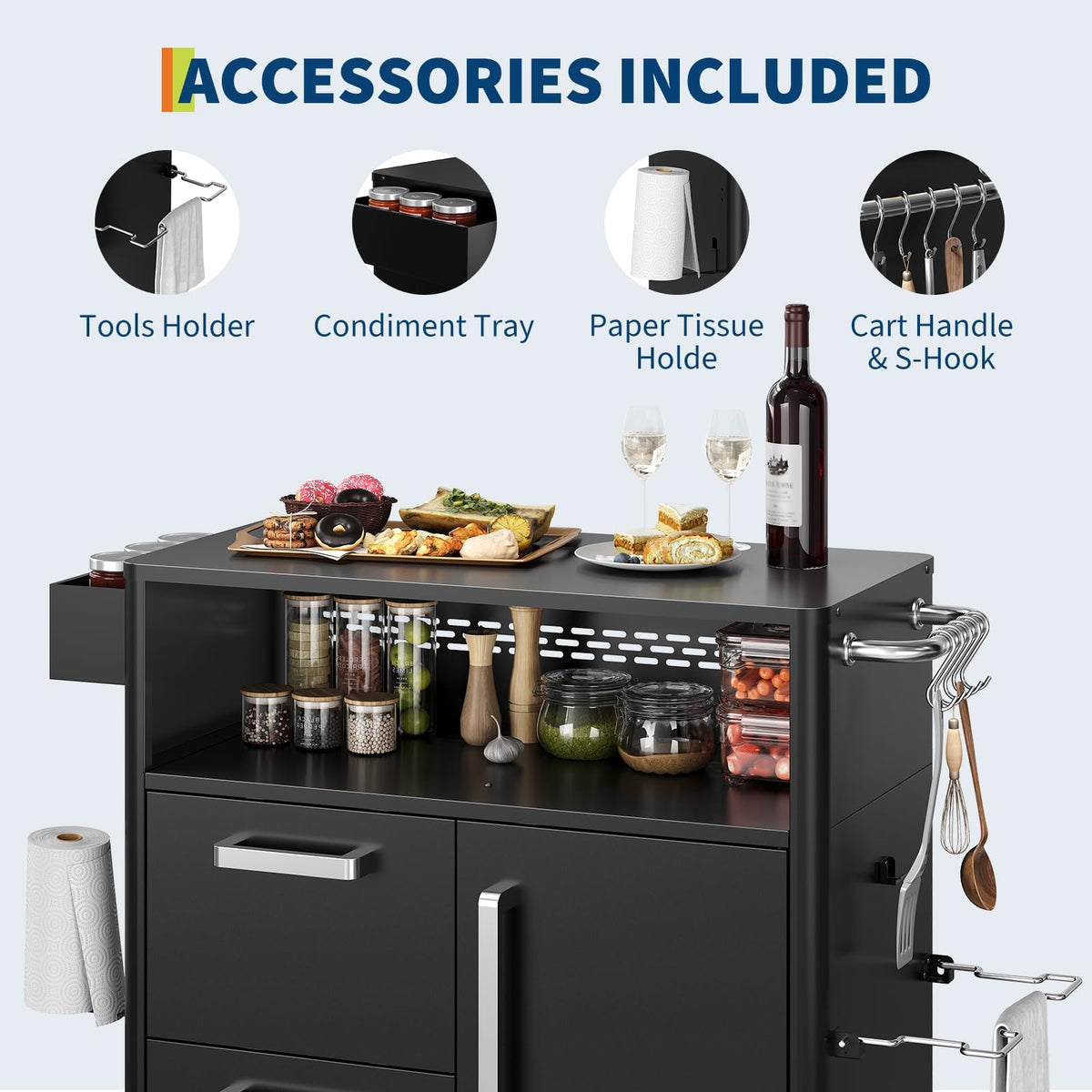 Heavy Duty Outdoor Grill Cart with Stainless Steel Prep Table, Lockable Wheels, Spacious Storage Cabinet, and Island Table Design for Patio or Kitchen Use