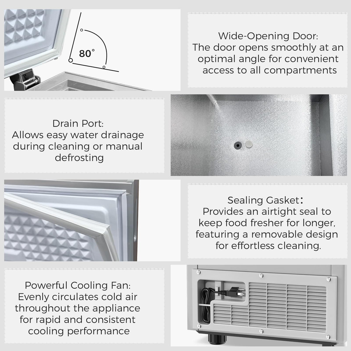 OSTBA 3.5 Cu.Ft Chest Freezer, Compact Deep Freezer with 2 Removable Baskets, Bottom Wheels, 6-Level Temperature Control with Fast Freeze Mode, Energy Saving Quiet Freezer, Silver