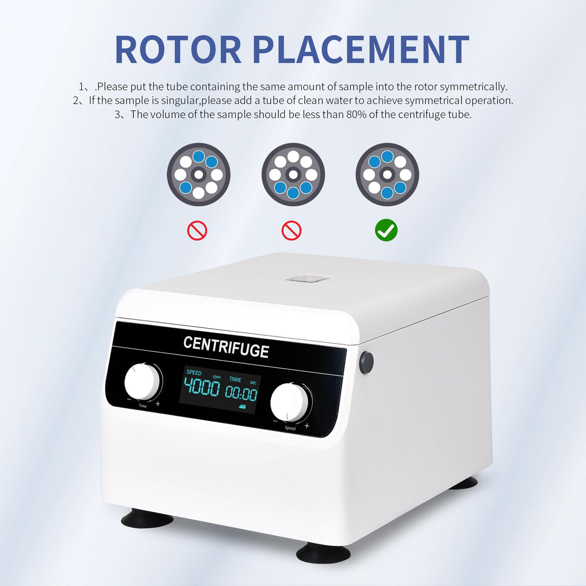 LACHOI Centrifuge Machine 8x10ml/15ml Lab Benchtop Centrifuge 500-4000RPM 1920×g RCF Timing 10s-99min99s LCD Digital Desktop Centrifuge for Laboratory/University/Industry/Environmental Protection
