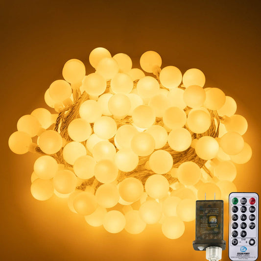 AWQ 200 LED Christmas String Lights, Warm White, Indoor/Outdoor Decor, Model SC-S-200-M-A-D6