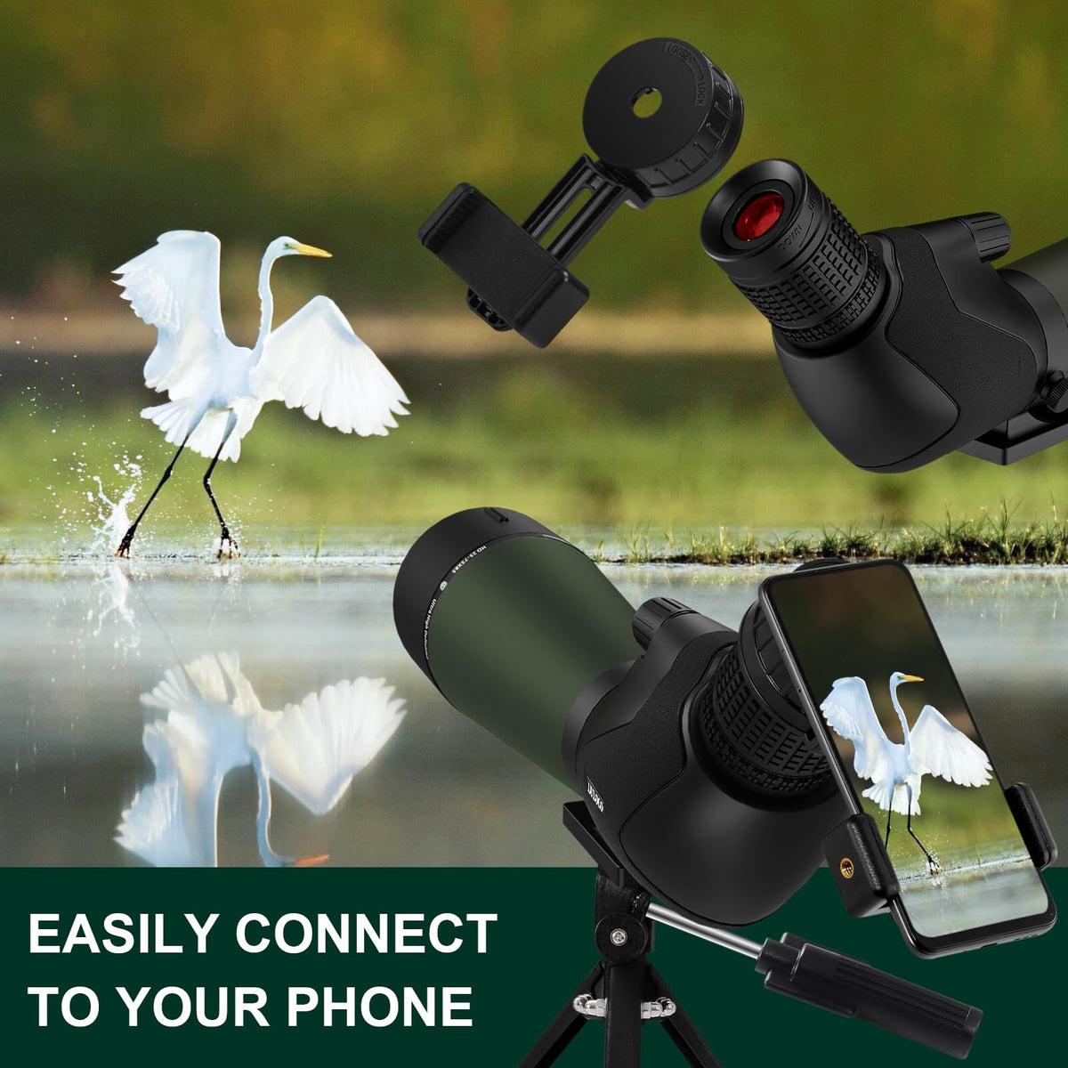 LULOLO 30-90x92 UHD Spotting Scope with Tripod Carrying Bag & Upgraded Phone Adapter - Super Bright BAK4 Prism Waterproof Spotting Scopes for Target Shooting, Hunting, Bird Watching