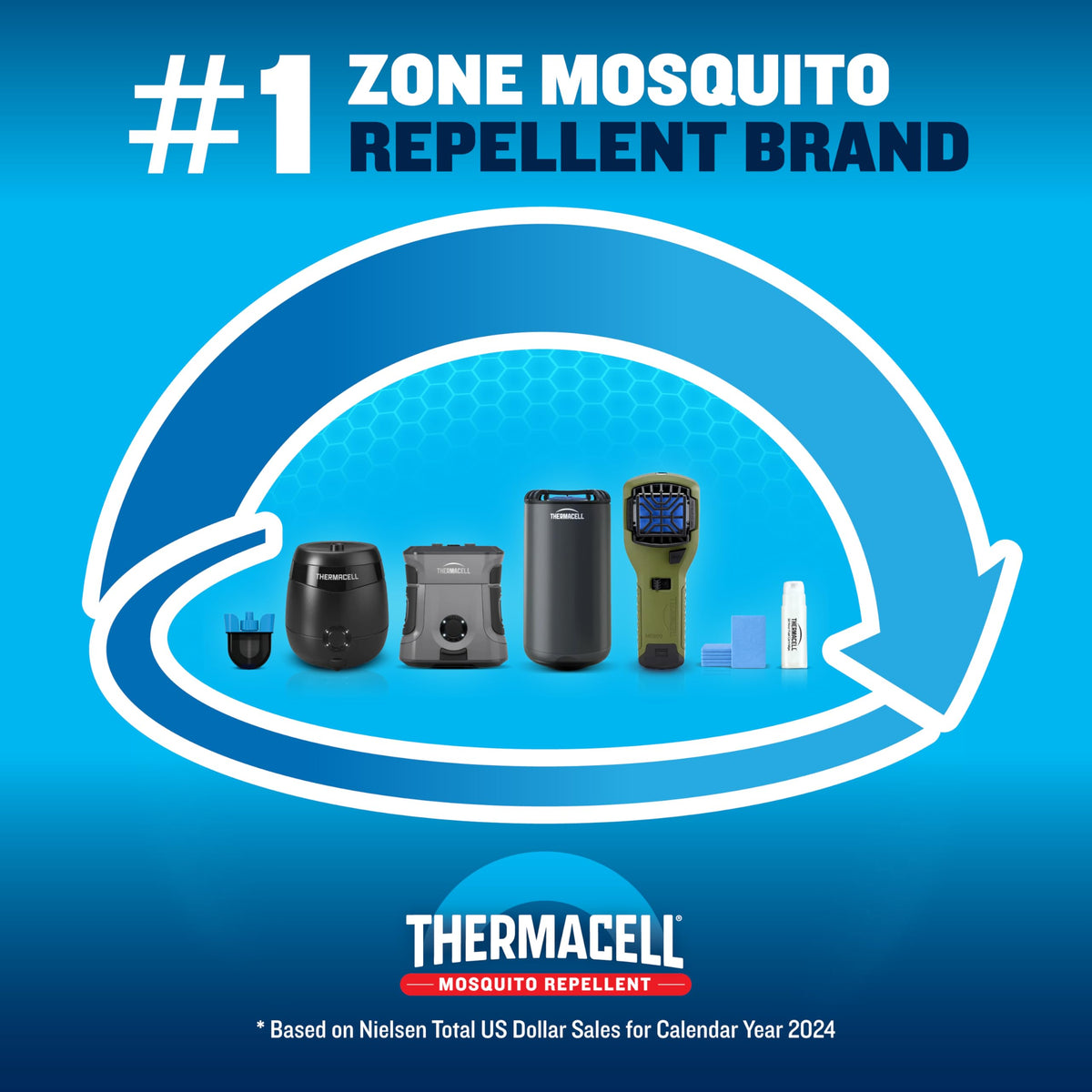 Thermacell Patio Shield Mosquito Repellent E-Series Rechargeable Repeller Bundle; 20’ Mosquito Protection Zone; Includes 240-Hour Repellent Refill; No Spray, Flame or Scent; Bug Spray Alternative