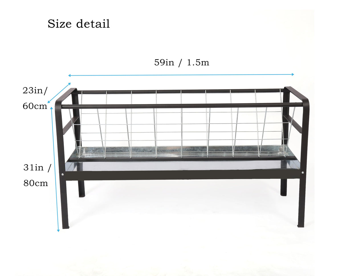 homcare Pasture Hay Feeder for Goats, Sheep, Miniature Horses and Small Livestock,5 Feet Long, Black