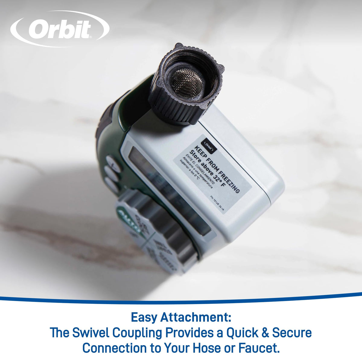 Orbit Programmable Digital Hose Watering Timer - 1 Outlet - Battery Powered - with LCD Screen - Built-in Rain Delay - Water-Resistant - 62061