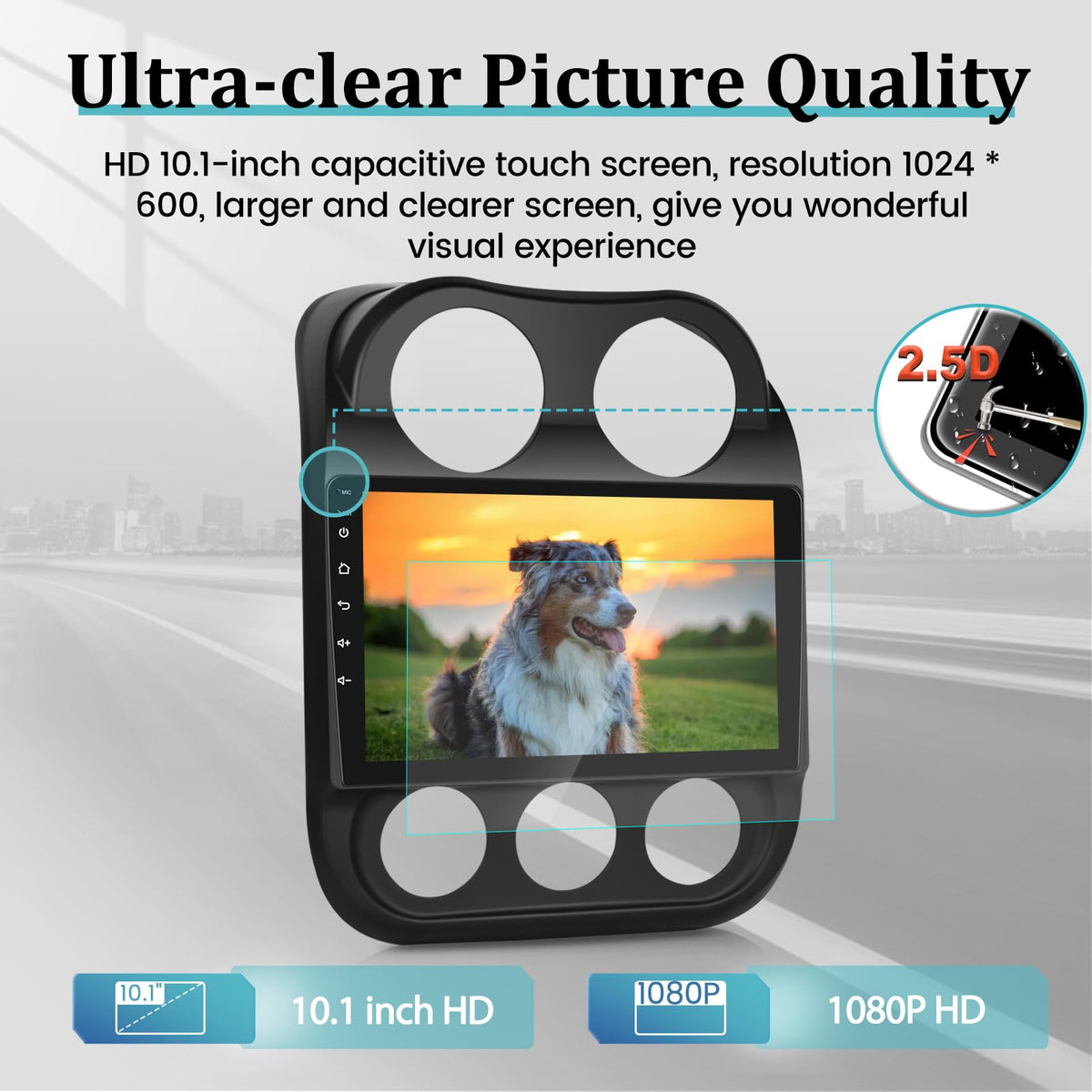 2+64G Android Car Radio for Jeep Compass Patriot 2010-2016 with Wireless CarPlay & Android Auto, 10.1 Inch Patriot Car Stereo with WiFi / 1080P / SWC + AHD Backup Camera + MIC