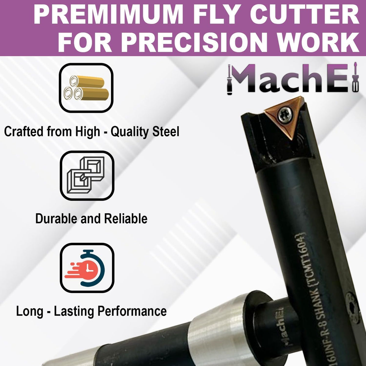 MachEl New Balanced Design 6″ Fly Cutter Indexable Type with R8 Shank (7/16 UNF Drawbar Thread) Single Insert Face Milling Cutter TCMT1604 Insert Included Torx Screw & Star Key Included