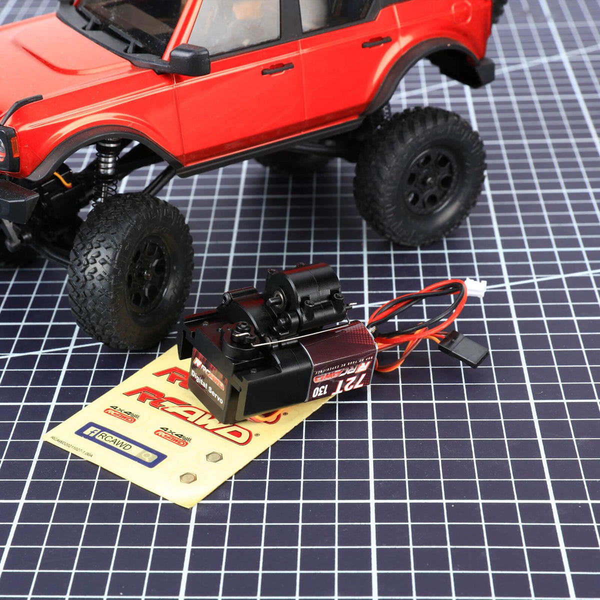 RCAWD SCX24 2 Speed Shifted 72T 130 RC Motor & 10% Torq Upgrade Gearbox Center Transmission Gear Set & Shock Tower Mounts & Slide Pedals for Bronco C10 Deadbolt JLU Gladiator Dodge Power Wagon Black