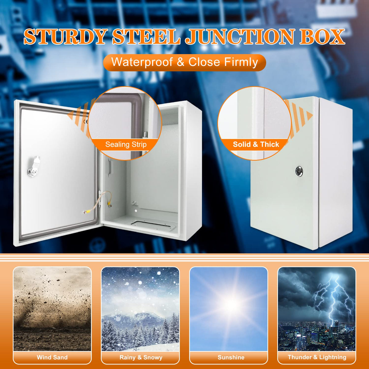 Kinchoix Outdoor Electrical Box 20 x 16 x 8'' Nema 4X Enclosure Weatherproof Electrical Junction Box Waterproof Electrical Enclosure Lockable Junction Box