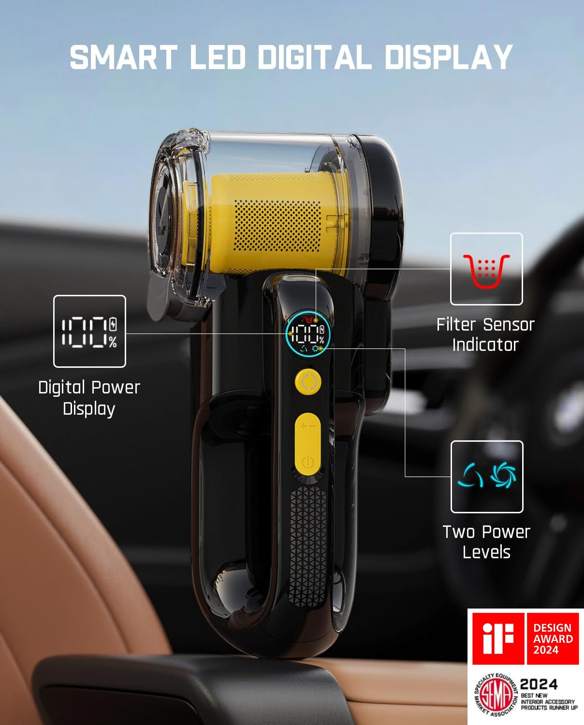 Fanttik Fold V10 APEX Pivot Cordless Car Vacuum, 17000Pa Handheld Vacuum Suction Power, Smart LED Display, Portable for Car Home Pet (Deluxe with Flexible Hose&Pet Brush)