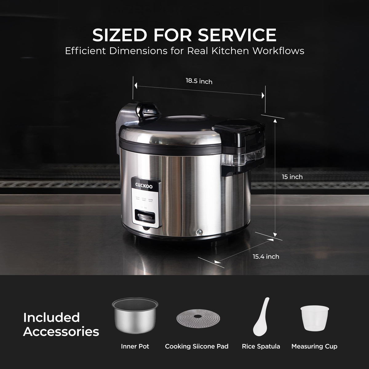 CUCKOO Commercial Rice Cooker & Warmer, Extra Large Rice Cooker 30-Cup Uncooked / 60-Cup Cooked, Professional Industrial Grain Cooker with Large Capacity, Easy One-Touch Operation, Silver (CR-3032)