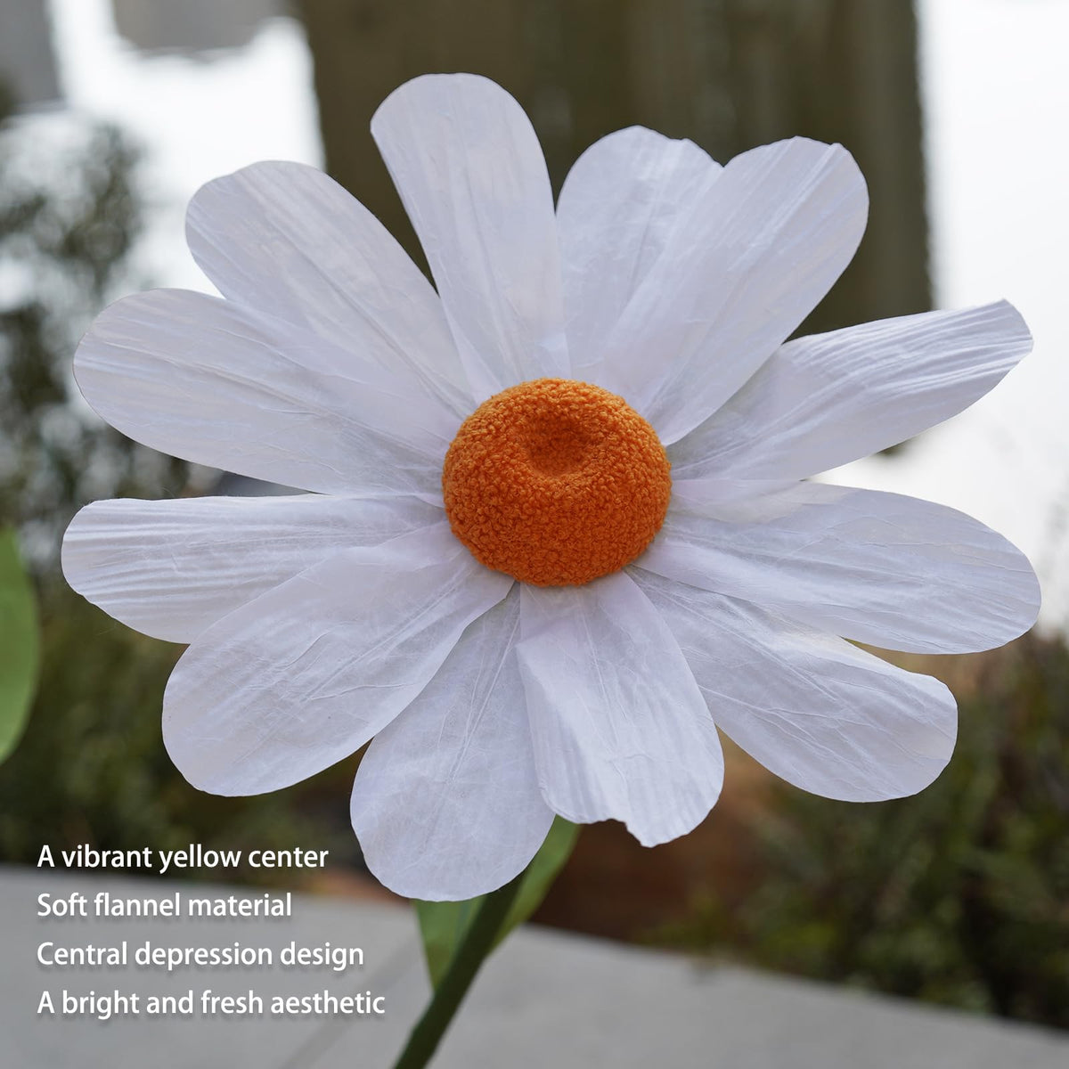 ZEYEXE Giant Flower for Decoration,Large Faux Daisy with Stand,Giant Artificial Flowers Decor Oversized Paper Flowers for Garden Party,Home,Weddings,Event & Commercial Display (White)