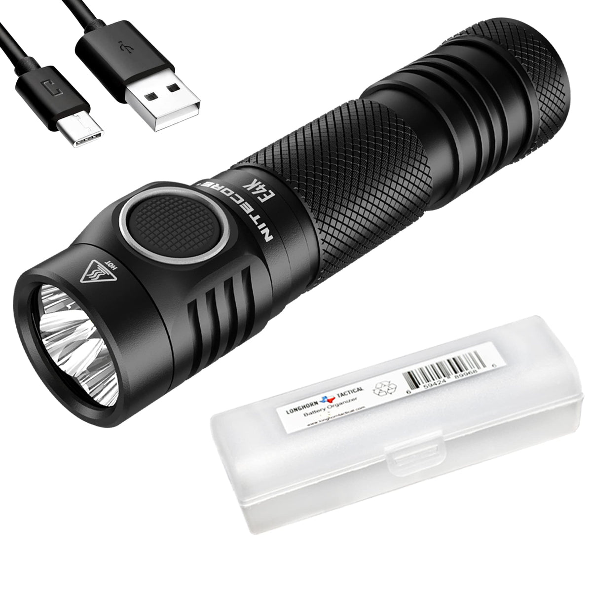 Nitecore E4K 4400 Lumen EDC Compact Rechargeable Flashlight with LumenTac Organizer
