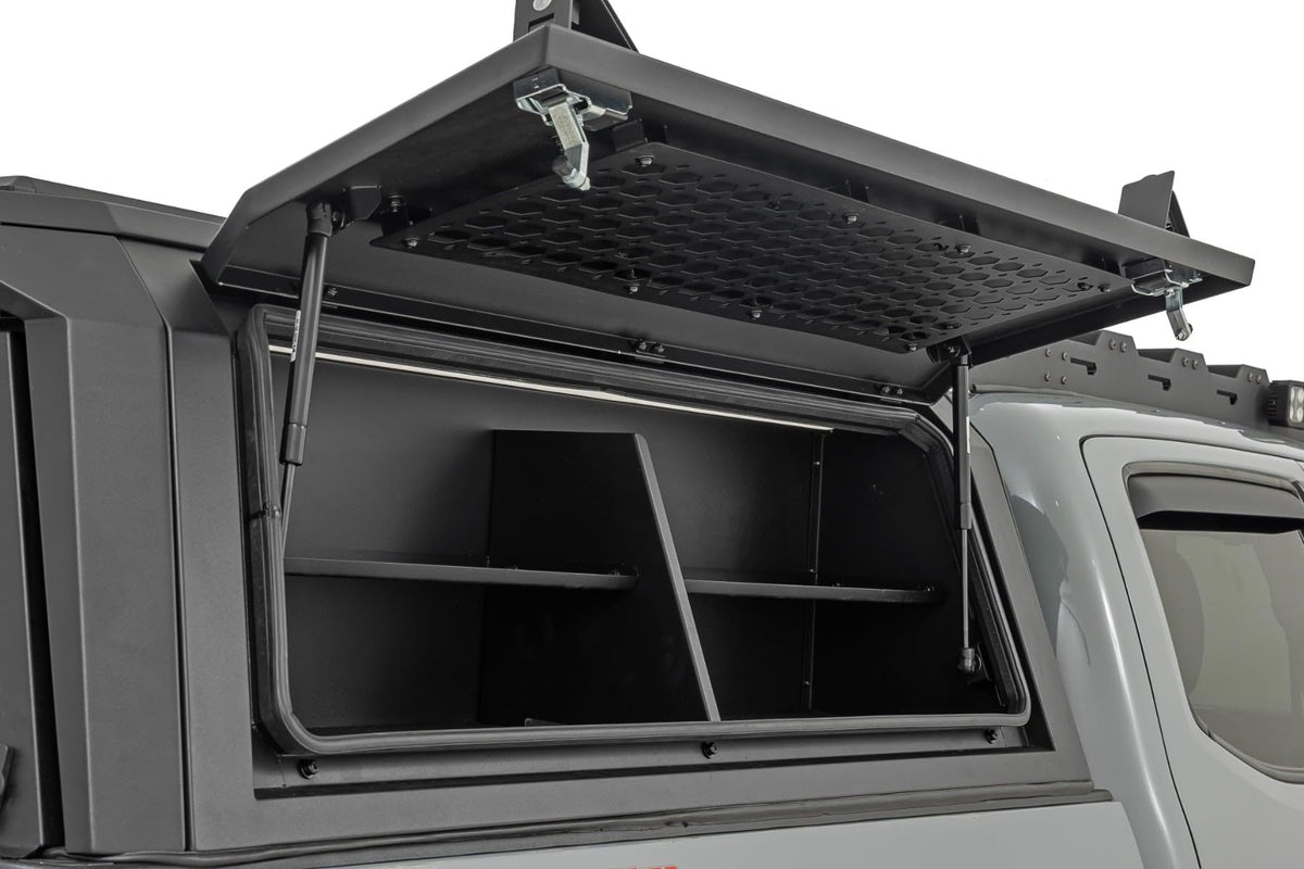 Rough Country Modular Bed Cap Passenger Side Shelf Bin - Add-On Storage Organizer with LED Lighting for Toyota Tacoma (2016–2023) RC Bedcap