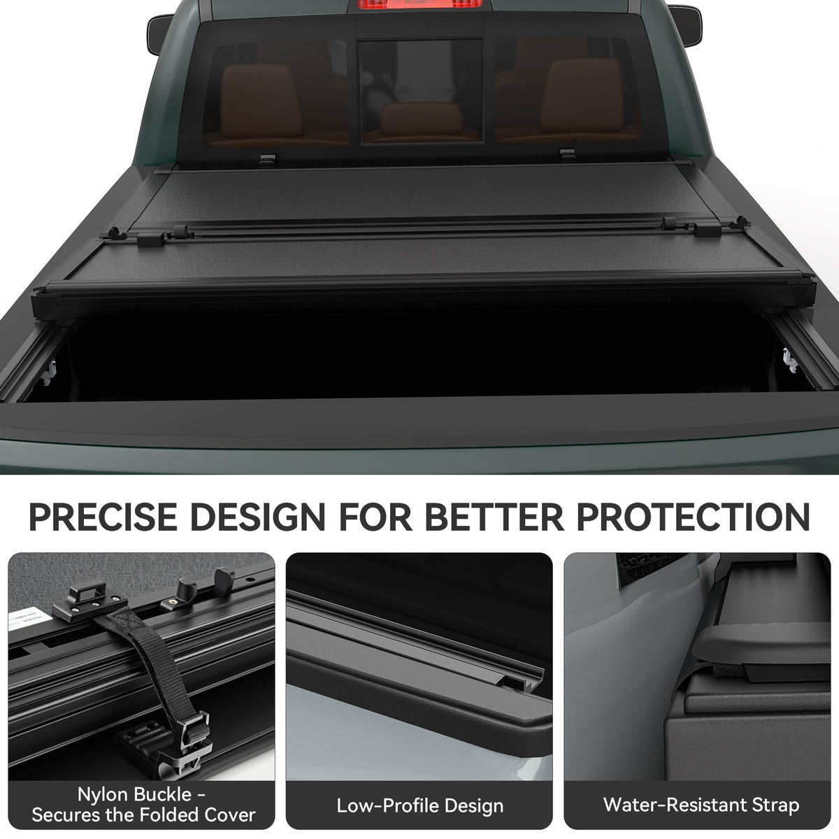 AUTOSAVER88 Low-Profile Hard Tri Fold Truck Bed Tonneau Cover Fit for Jeep Gladiator JT 2020 2021 2022 2023 2024 2025 2026 with 5ft Bed with Trail Rail System