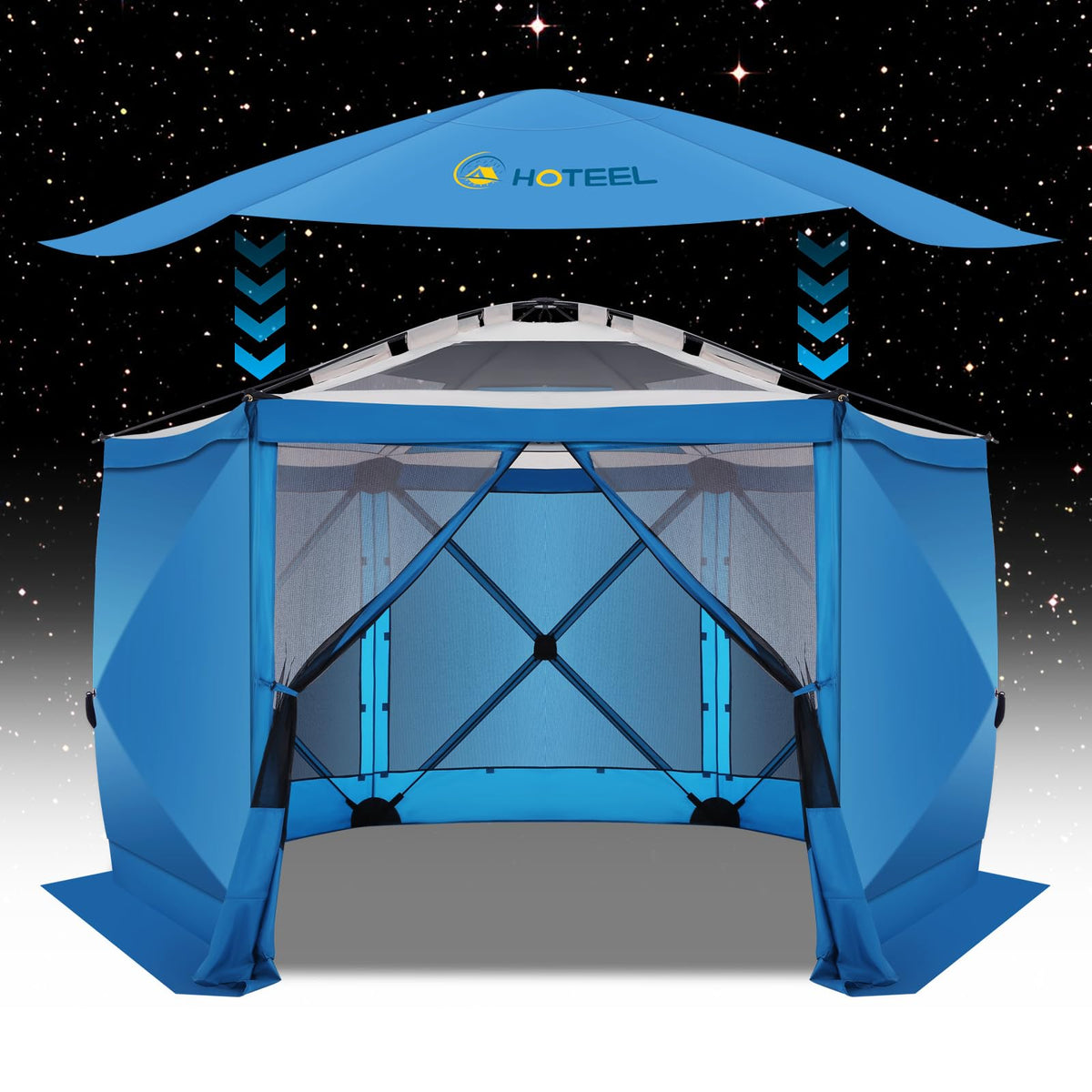 COBIZI 12x12FT Pop Up Gazebo Screen Tent Screen House for Camping, Screen Room with Mosquito Netting, Hub Tent Instant Screened Canopy with Carrying Bag and Ground Stakes, Brown